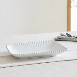 West Elm Costa Nova Pearl White Stoneware Rectangular Platters