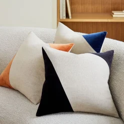 West Elm Cotton Linen & Velvet Corners Pillow Cover