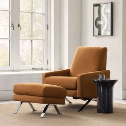 West Elm Crawford Leather Recliner & Ottoman Set