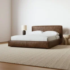 West Elm Curved Modern Faux Leather Bed