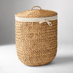 West Elm Curved Seagrass Lidded Hamper