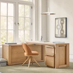 West Elm Cutler L-Shaped Desk (68") & File Cabinet (16") Set