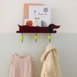 Kids West Elm Dachshund Shelf with Hooks (16")