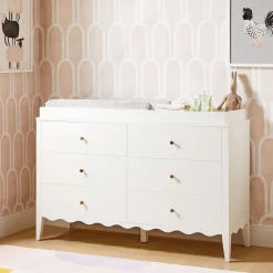 Kids West Elm Daisy 6-Drawer Wide Dresser with Removable Topper (55")