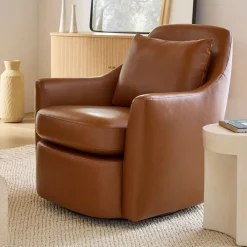 West Elm Dallas Leather Swivel Chair