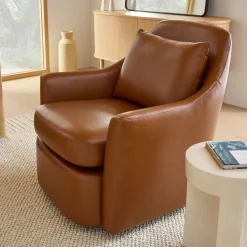 West Elm Dallas Leather Swivel Chair