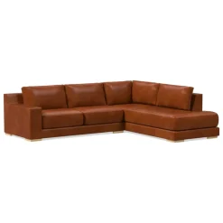 West Elm Dalton Leather 2-Piece Bumper Chaise Sectional (109"–119")