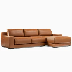 West Elm Dalton Leather 2-Piece Chaise Sectional (111"–121")