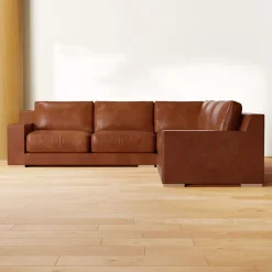 West Elm Dalton Leather 3-Piece L-Shaped Sectional (109"–119")