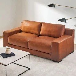 West Elm Dalton Leather Sofa (82"–92")