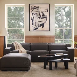 West Elm Dalton Motion Leather Ottoman