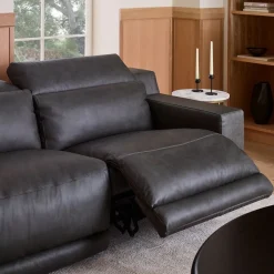 West Elm Dalton Motion Reclining Leather 3-Piece Chaise Sectional (119.5")