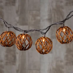 West Elm Decorative 10-Piece Rattan String Lights - Sphere
