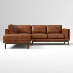 West Elm Dekalb Leather 2-Piece Bumper Chaise Sectional (102")