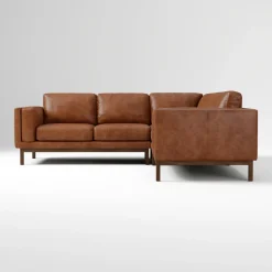 West Elm Dekalb Leather 3-Piece L-Shaped Sectional (102")