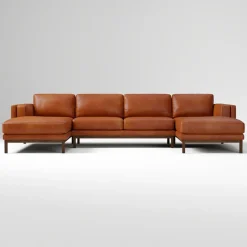 West Elm Dekalb Leather 3-Piece U-Shaped Sectional