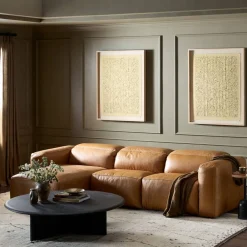 West Elm Delevan Leather Power Recliner 3-Piece Chaise Sectional (121")