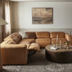 West Elm Delevan Leather Power Recliner L-Shaped Sectional (126")