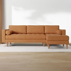 West Elm Dennes Leather 2-Piece Chaise Sectional (102")