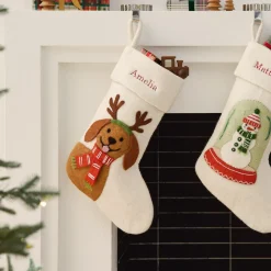 West Elm Dog with Antlers Felt Stocking