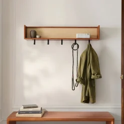 West Elm Douglas Solid Wood Tatami Entry Shelf with Hooks (42")