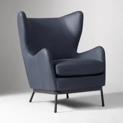 West Elm Edgar Leather Chair - Metal Legs