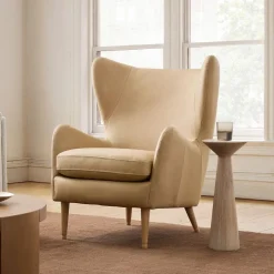 West Elm Edgar Leather Chair - Wood Legs