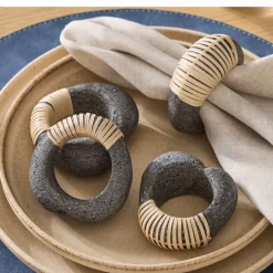 West Elm Eito Stone Napkin Ring Sets