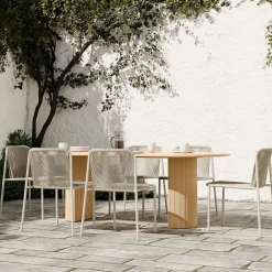 West Elm Ellington Outdoor Terrawood Oval Dining Table & Oceana Dining Side Chairs Set