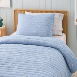 West Elm Embroidered Daisy Quilt & Shams