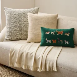 West Elm Embroidered Pups & Throw Set