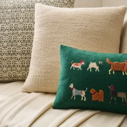 West Elm Embroidered Pups & Throw Set