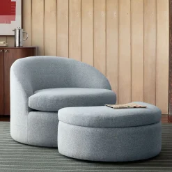 West Elm Emma Chamberlain Upholste Chair and a Half & Ottoman