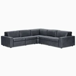 West Elm Enzo Leather 5-Piece L-Shaped Reclining Sectional (114")
