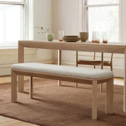 West Elm Essex Wood & Upholstered Dining Bench (52")