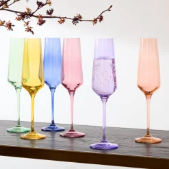 West Elm Estelle Colored Glass Champagne Flute (Set of 6)