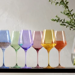 West Elm Estelle Colored Glass Stemmed Wine Glass (Set of 6)