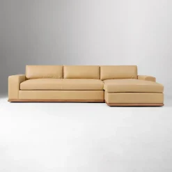 West Elm Ethan Leather 2-Piece Chaise Sectional (120")