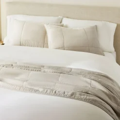 West Elm European Flax Linen Box Stitch Quilt & Shams