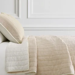West Elm European Flax Linen Cotton Pick Stitch Quilt & Shams