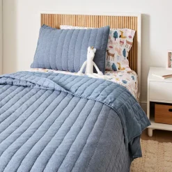 West Elm European Flax Linen Cotton Pick Stitch Quilt & Shams