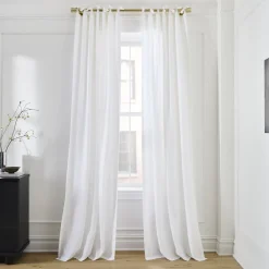 West Elm European Flax Linen Curtain w/ Tie Top