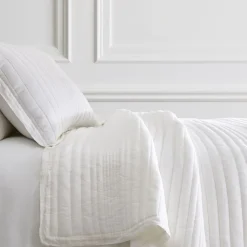 West Elm European Flax Linen Linework Quilt & Shams