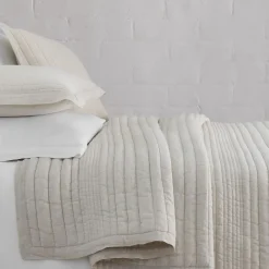 West Elm European Flax Linen Linework Quilt & Shams
