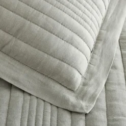 West Elm European Flax Linen Linework Quilt & Shams