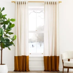 West Elm European Flax Linen & Luster Velvet Curtain