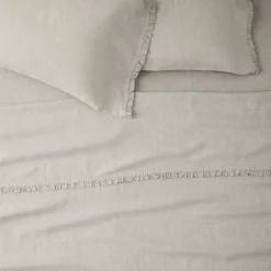 West Elm European Flax Linen Ruffle Sheet Set
