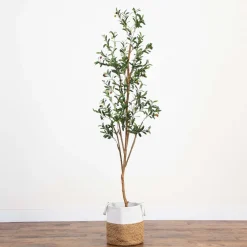 West Elm Faux Olive Tree w/ Handmade Jute Basket