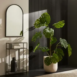 West Elm Faux Potted Monstera Plant & Radius Planter Bundle