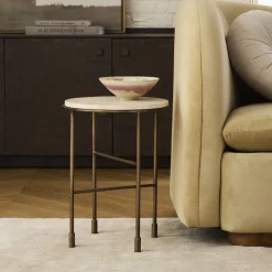 West Elm Fay Travertine Side Table (13.5")